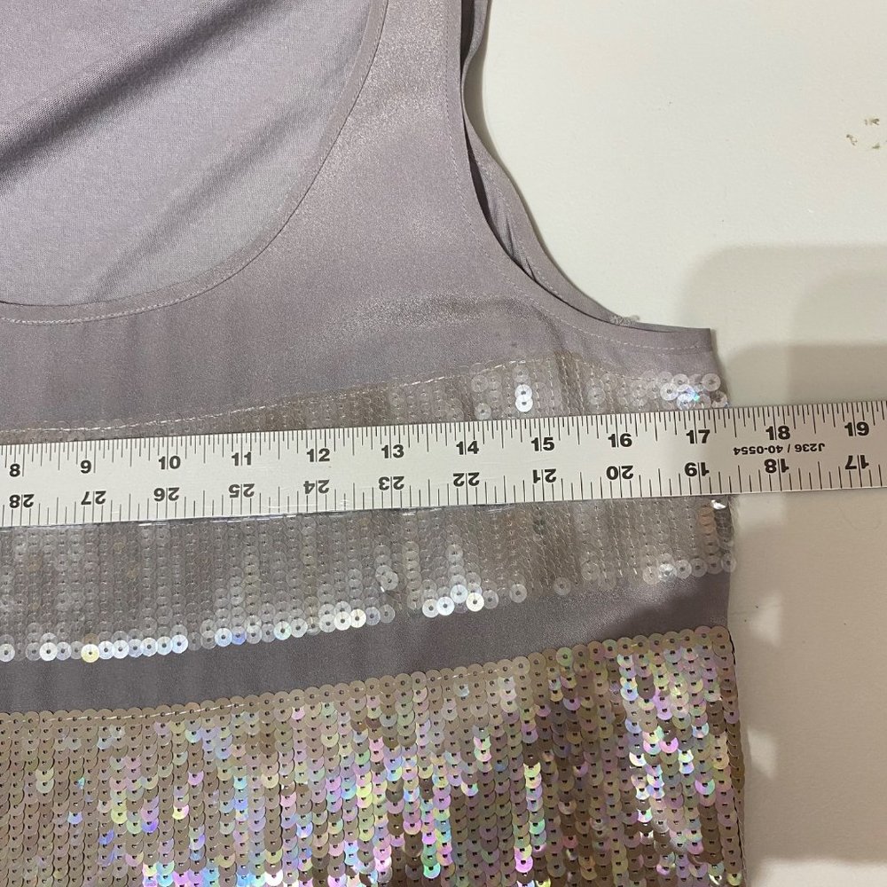 Express Grey Neutral Sequined Sleeveless Size Medium - Picture 10 of 11
